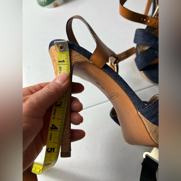 COACH DANI High Heels, Platform Open-Toe, Denim & Leather 9B - Picture 11 of 15